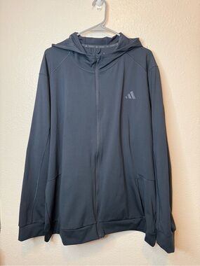 Adidas Navy Climacool Performance Hooded Jacket Size 2XL Regular Fit Athletic